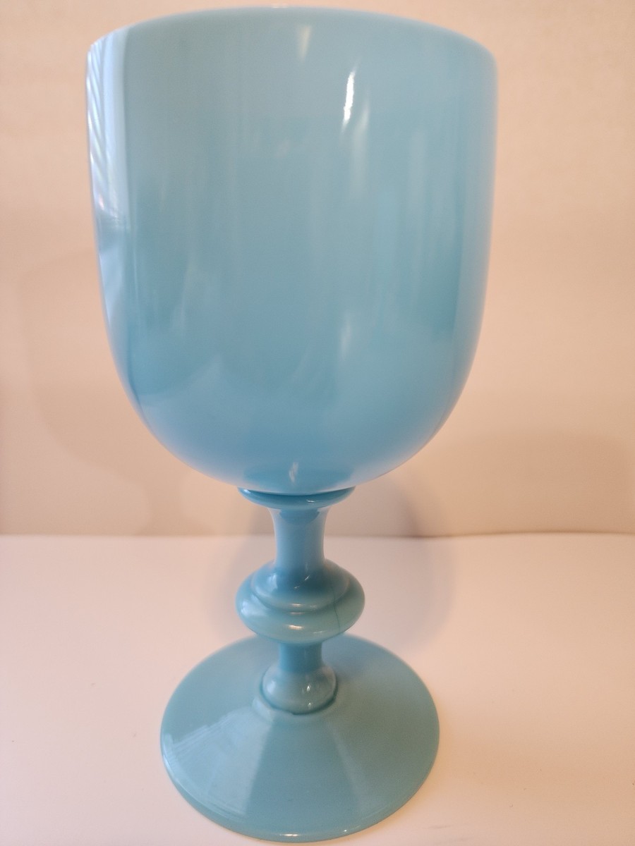MINT French Portieux Vallerysthal Blue Opaline Glass Water Goblets