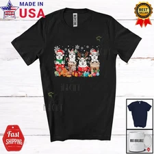 Four X-mas Llama In Coffee Collection; Lovely Christmas Snowing Family T-Shirt
