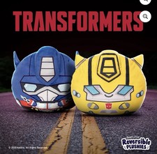 TeeTurtle Transformers Bumblebee  Optimus Prime 6 Inch Reversible Plush Toys