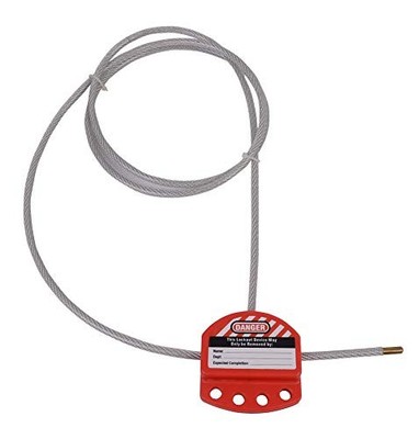 Adjustable Cable Lockout with Vinyl Coated,1/4'' Diameter, 6' Length 