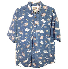 Woolrich Rugged Outdoors Camp Shirt Mens Sz L Made In USA Post Card