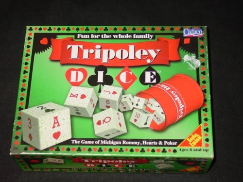 Cadaco 1997 : Tripoley DICE - The Game of Michigan Rummy, Heatrs & Poker (EX)