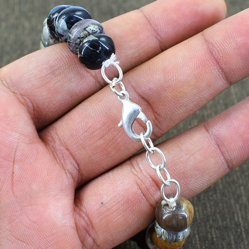 180.00 Cts Natural 7 Inches Long Picasso Jasper Round Beads Bracelet NK 22E40 - 第 2/2 張圖片