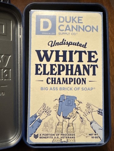 Duke Cannon White Elephant Champion Bar Soap 10 oz Collectable Blue Tin Lot x2 - Picture 3 of 3