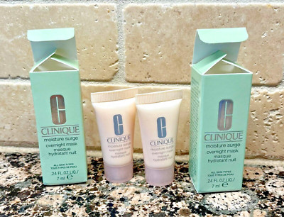 2 x Clinique Moisture Surge OVERNIGHT MASK All Skin Types Travel Size .24 oz NIB