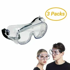  Protective Eyewear Safety Goggles Over Glasses for Lab Work Clear Lens (3 pack)
