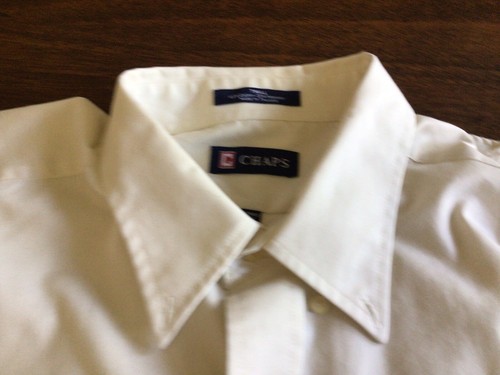 Ralph Lauren Chaps Cream White Men’s Button Down Shirt Preppy Size Large 34/35 - Picture 11 of 12