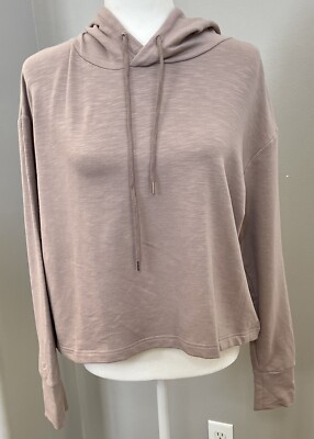 Women's The Ash Athleisure Hooded Long Sleeve Top Medium Mauve Pink Soft!