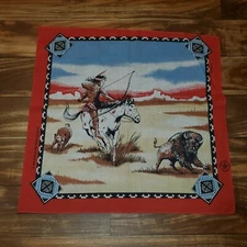 NEW Vintage Rare Nature Native Buffalo Hunting Bandaroo Bandana Mask Tapestry 