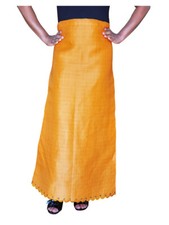 Orange African Linen Skirt with Embroidery