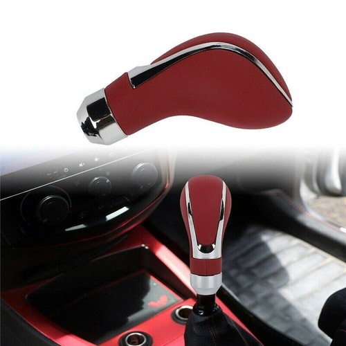 Red Leather Automatic Auto Car Gear Stick Shift Knob Shifter Lever Universal - Picture 2 of 8