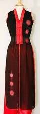 Traditional Asian Vietnamese Dress Sleeveless Aodai w Double Happiness Character