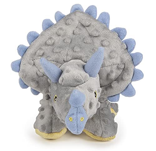 Dinos Frills Squeaky Plush Dog Toy Chew Guard Technology - Gray Large