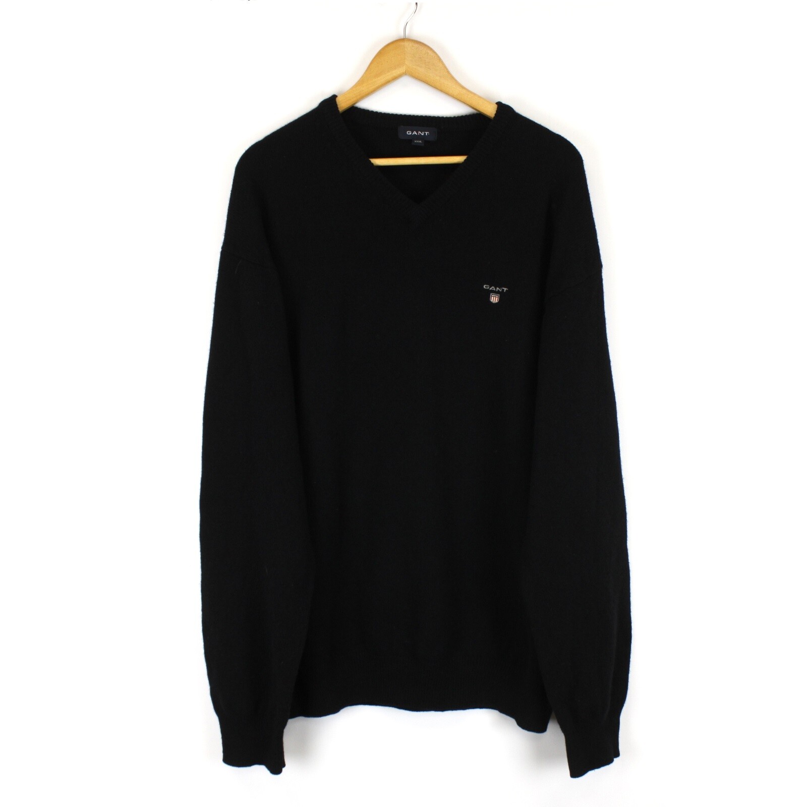 V-Neck Black Tight Knit Wool me4855 