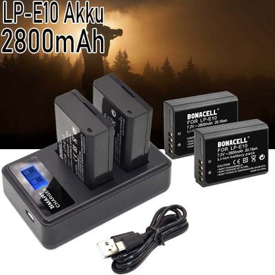 2x 2800mAh LP-E10 Akku für Canon EOS 1300D 1200D 1100D 2000D 4000D +Ladegerät DE