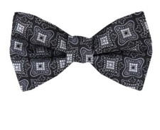 Men's Big  Tall Black and Gray Pattern XL Self Tie Bowtie Weddings - NWT