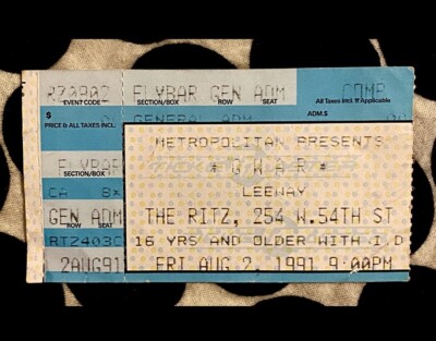GWAR - TOUR DE SCUM - AT THE RITZ - AUGUST 2, 1991 - THRASH METAL PUNK