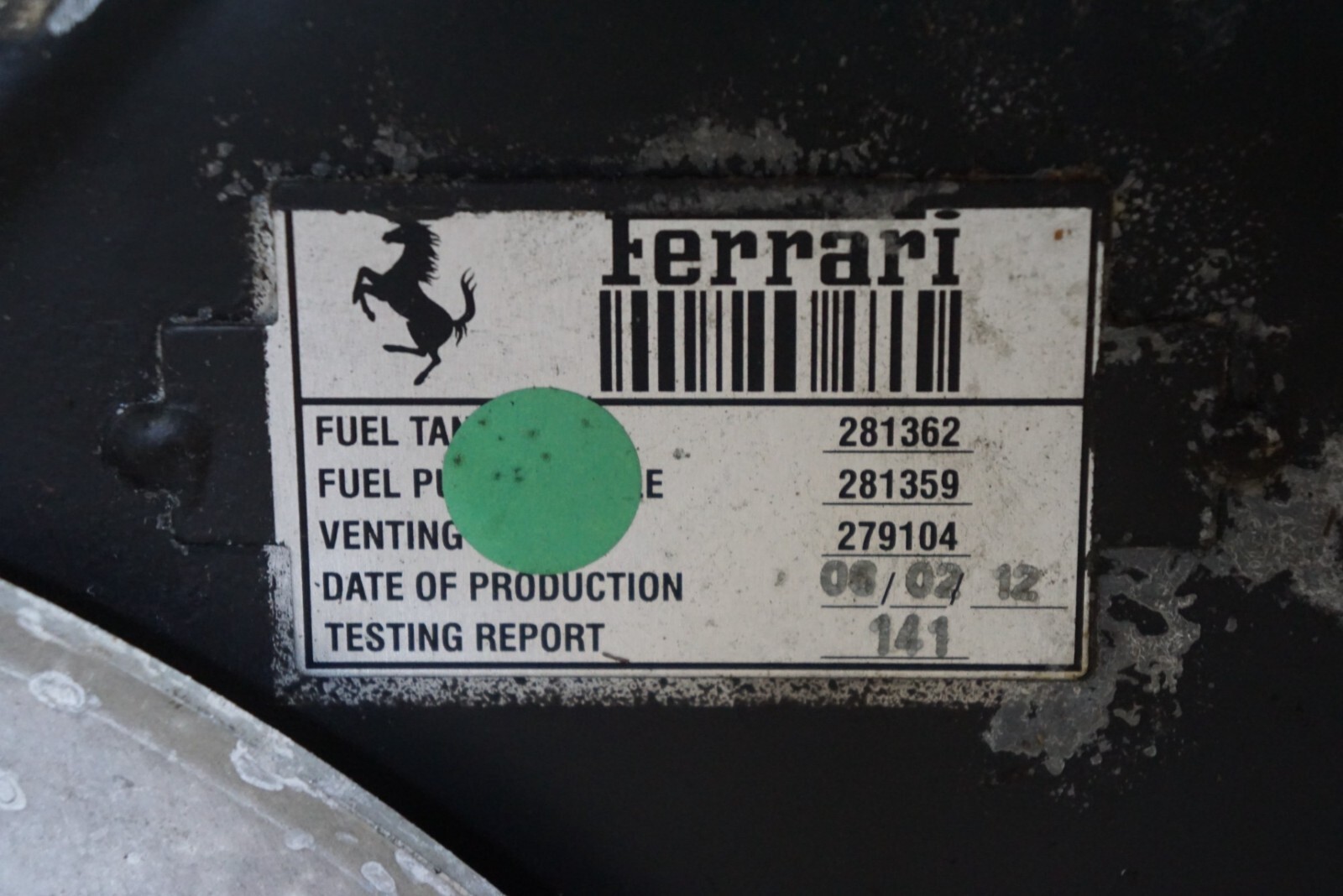2009 - 2014 FERRARI CALIFORNIA REAR LOWER GAS FUEL TANK ASSEMBLY OEM 281359
