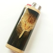 Cat Smoking Lighter Case Holder Sleeve Cover Fits Bic Lighters