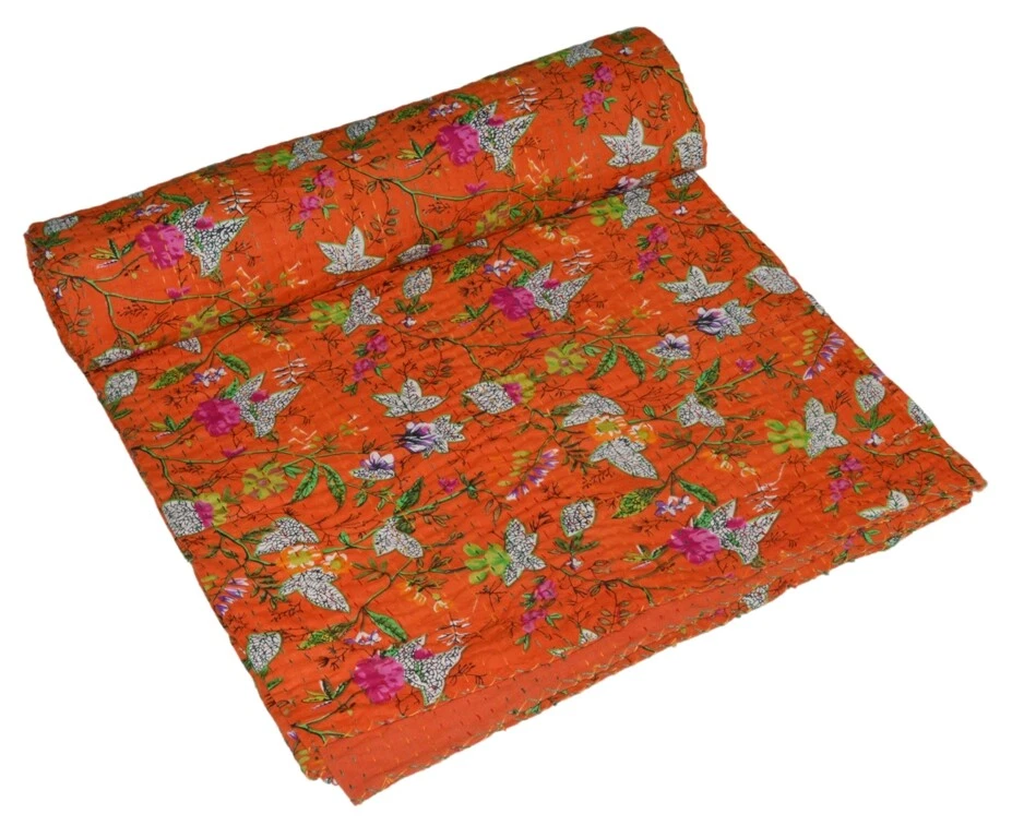 9 PIECES WHOLESALE LOT KANTHA QUILT TWIN SIZE INDIAN PARADISE BLANKET GUDARI - Image 2 of 4