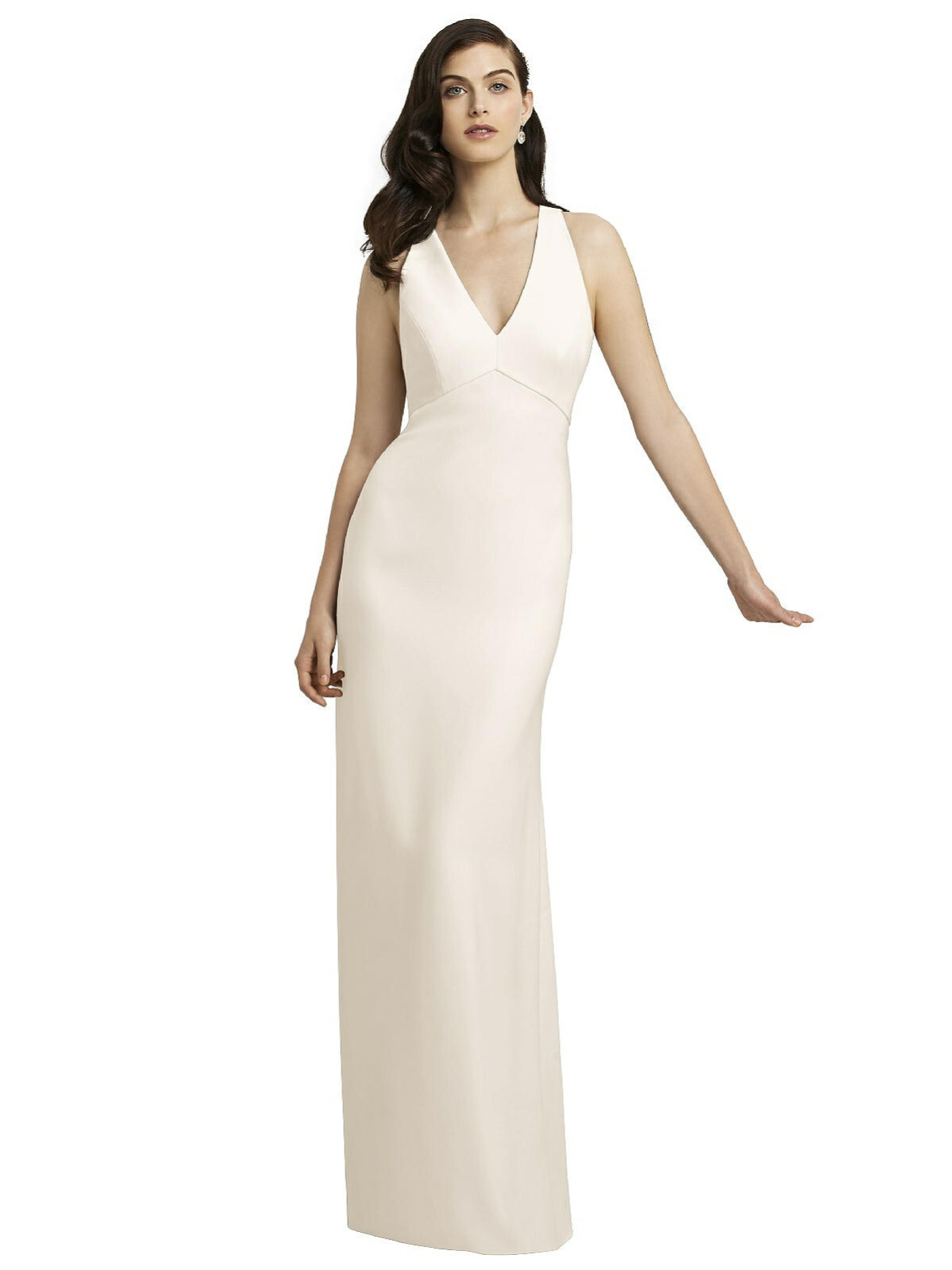 Dessy 2938....Full Length, V-Neck, Halter Formal Dress....Ivory.....Size 00..NWT