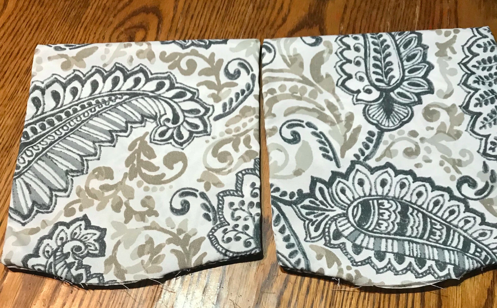Pair of Grey Beige Print Decorative Throw PIllows 10 x 10