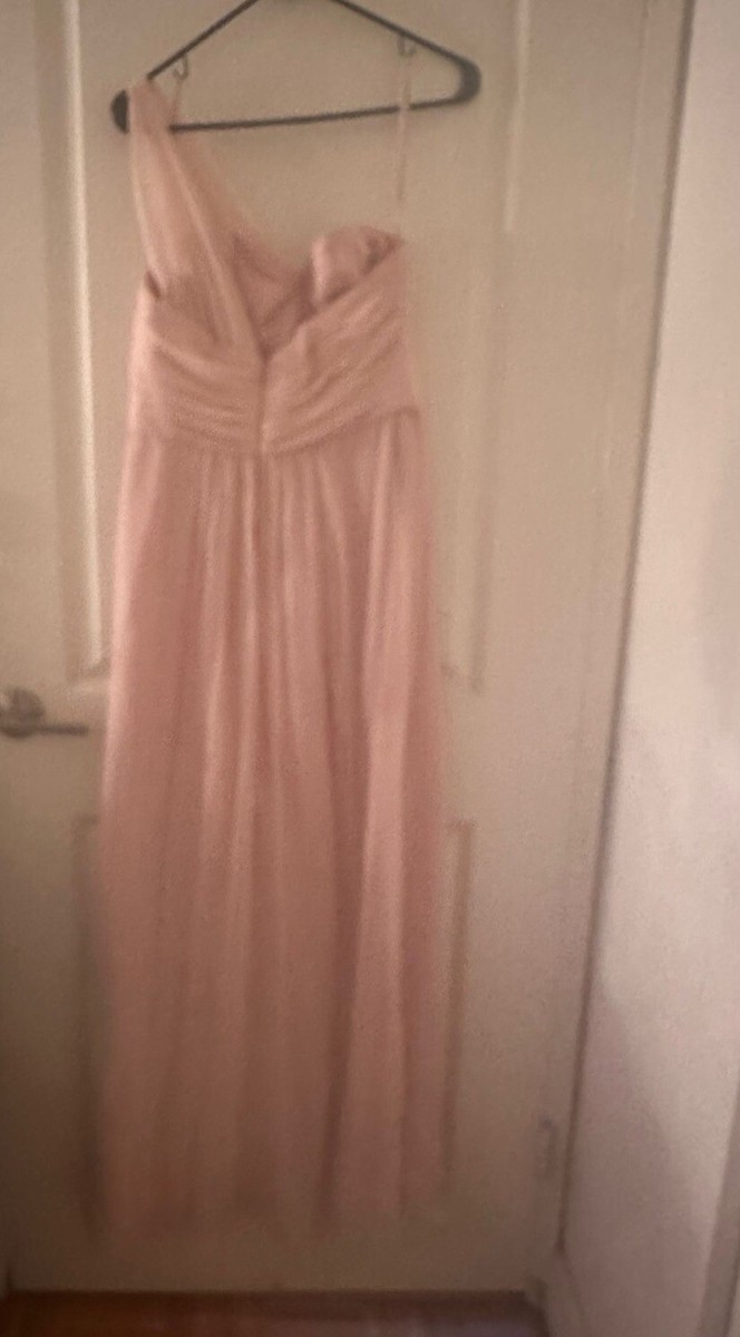 Amsale Evening Dress Long One Shoulder Light Pink 100% Silk Size 10 | eBay
