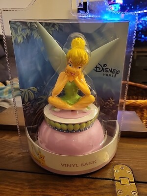 Disney Home Fairy Tinkerbell Peter Pan Vinyl Piggy Bank NIB Enesco