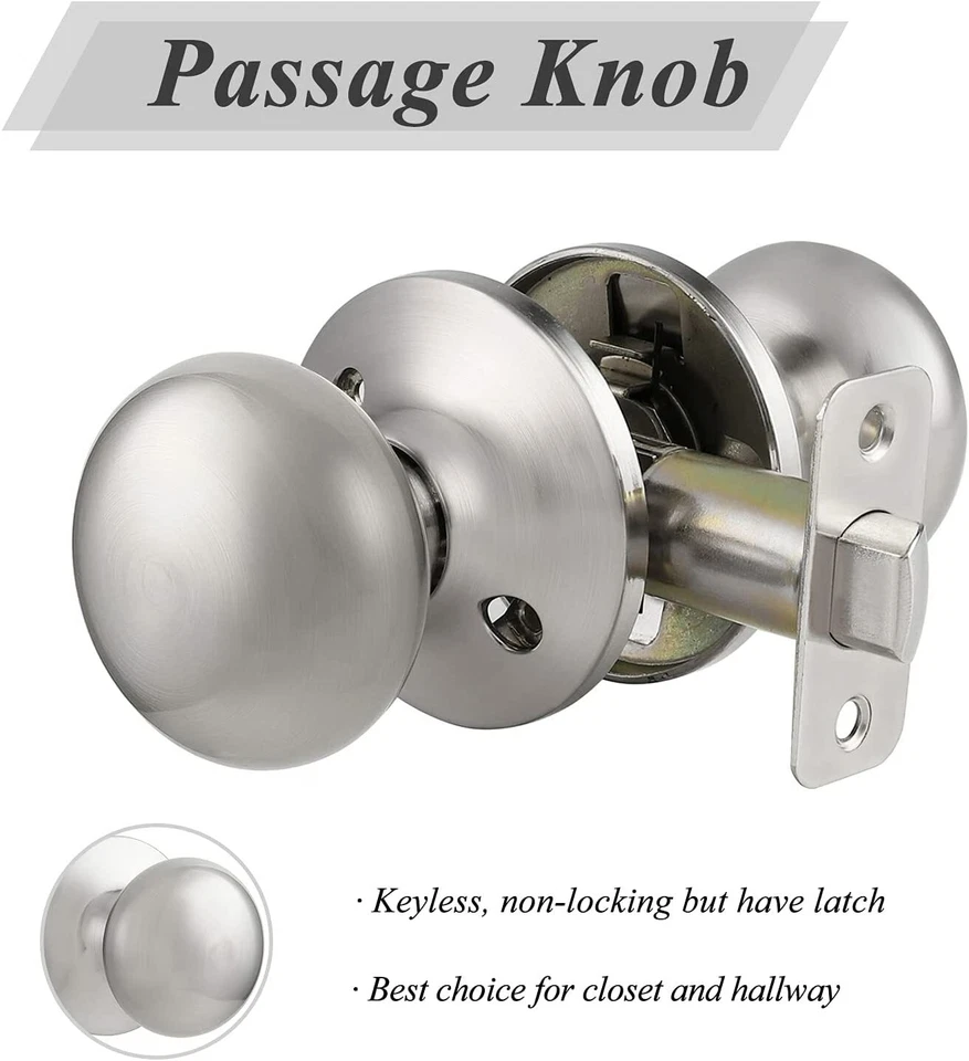 Juegos de cerraduras de entrada con perilla de puerta redonda maniquí de privacidad de níquel cepillado Probrico Foto 2 de 4