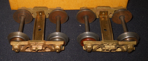2-Rail O Scale Pair Solid Cast Brass Leaf Spring Caboose Trucks - Picture 2 of 2