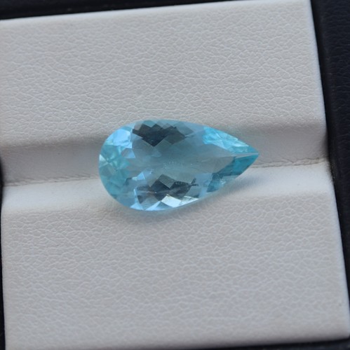 3.4 Carat 15.8x8.9x4.9 MM Natural Blue Aquamarine Faceted Pear Shape Gemstone - Picture 6 of 10