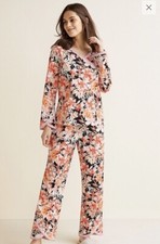 GARNET HILL Asian Wrap NWT Full Length Pajama Set Onyx Floral M
