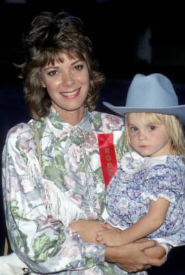 Anne Lockhart & daughter Carly at Ben Johnsons Pro-Celebrity - 1989 Old Photo