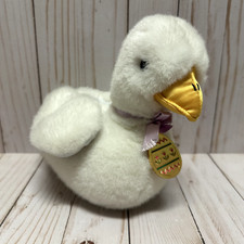 Easter Duck Plush Stuffed Animal Egg Flowers Bow Vintage 7 Inch