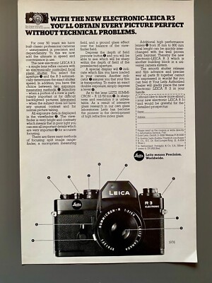Leica R3 Kamera Leitz Summicron Original 1976 Vintage Werbung Reklame Advert