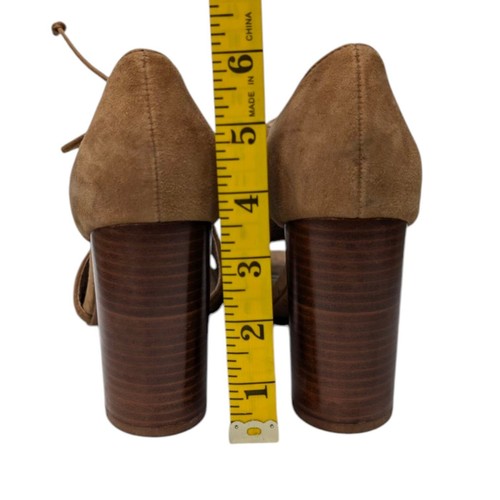 Tahari Megyn Suede Heels Womens Brown Perforated Leather Lace Up Peep Toe Sz 7.5 - Picture 11 of 13