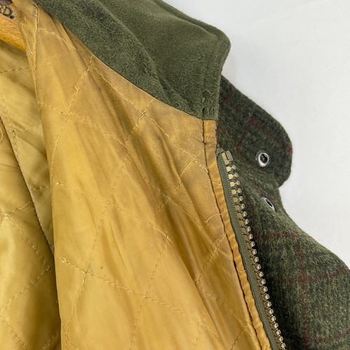 Barbour Loden Tweed Coat Mens Large Green Check Shooting Hunting Field Jacket - Picture 18 of 23