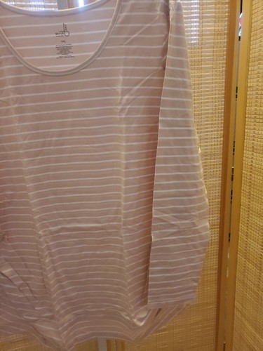 Belle Sky Maternity Womens Blouse Plus Size XXL Pink Striped Long Sleeve - Picture 7 of 12