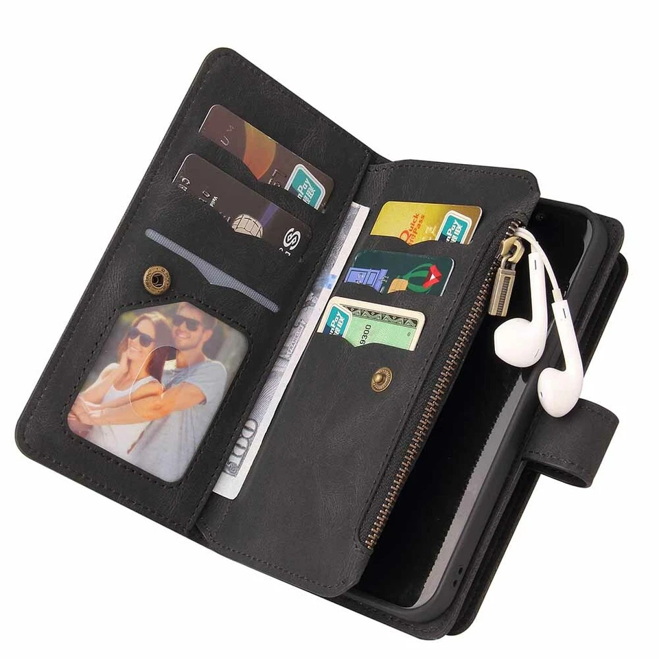 15 Card Holder Wallet Flip Leather Case Cover For Samsung S23 S22 S21 S20 S10 S9 - Image 3 of 4