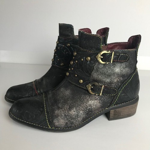 Spring Step L'Artiste Leather Ankle Boots Nailhead Studded Women Sz EU40/US9.5