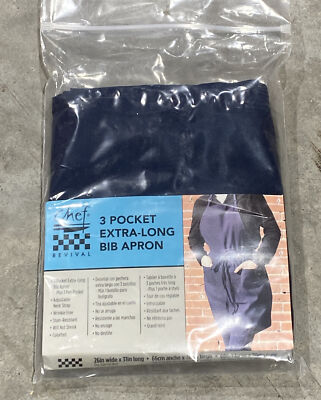 Chef Revival 3 Pocket Extra-Long Bib Apron Navy Blue 26 x31  Unisex New