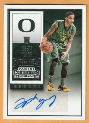 Joseph Young Oregon Ducks AUTO 2015-16 Contenders Draft Green Jersey 1S