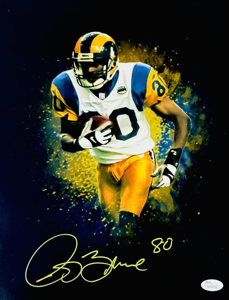 ISAAC BRUCE SIGNED 11X14 PHOTO ST. LOUIS RAMS 1999 SUPER BOWL 
