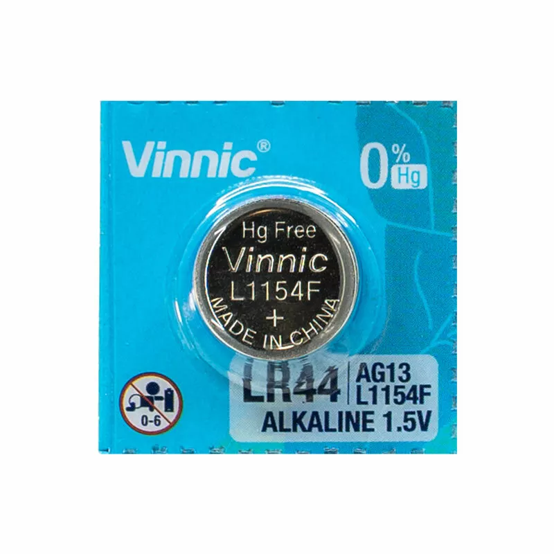 LOT DE 20 PILES VINNIC AG13 LR44 L1154F ALCALINE 1,5V - Piles Vinnic -  energy01