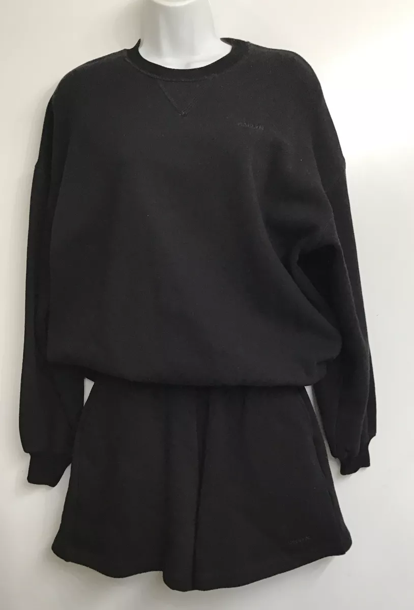 Sablyn Short Set Black Sweatshirt And Sweat Shorts Crew Neck Size