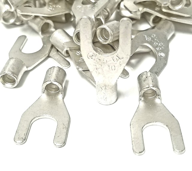 100 Spade Fork Terminal Connector NonInsulated Uninsulated 1210g AWG