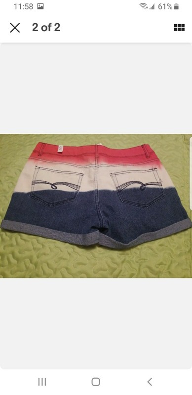 Justice Girls  16 1/2 Red White Blue Demin Shorts Bedazzled W/ Silver Stars NWT