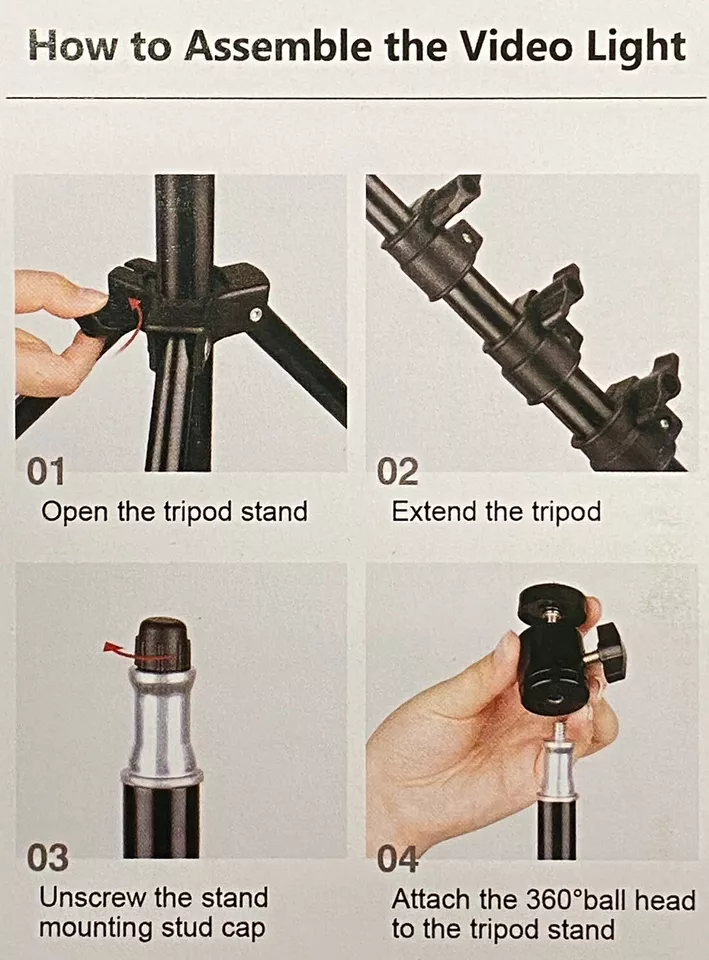 LED Video Light Kit, 2 Pcs Dimmable Continuous Portable Photography - Image 3 of 4