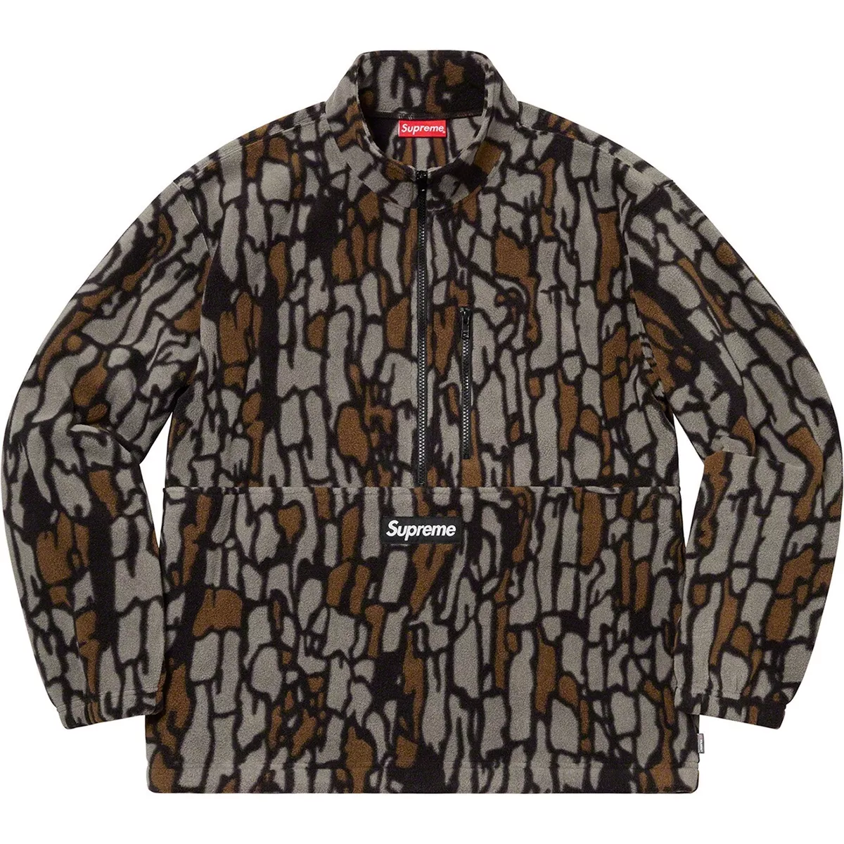 Supreme Polartec Half Zip Pullover Black Small FW20 Olive Treebark