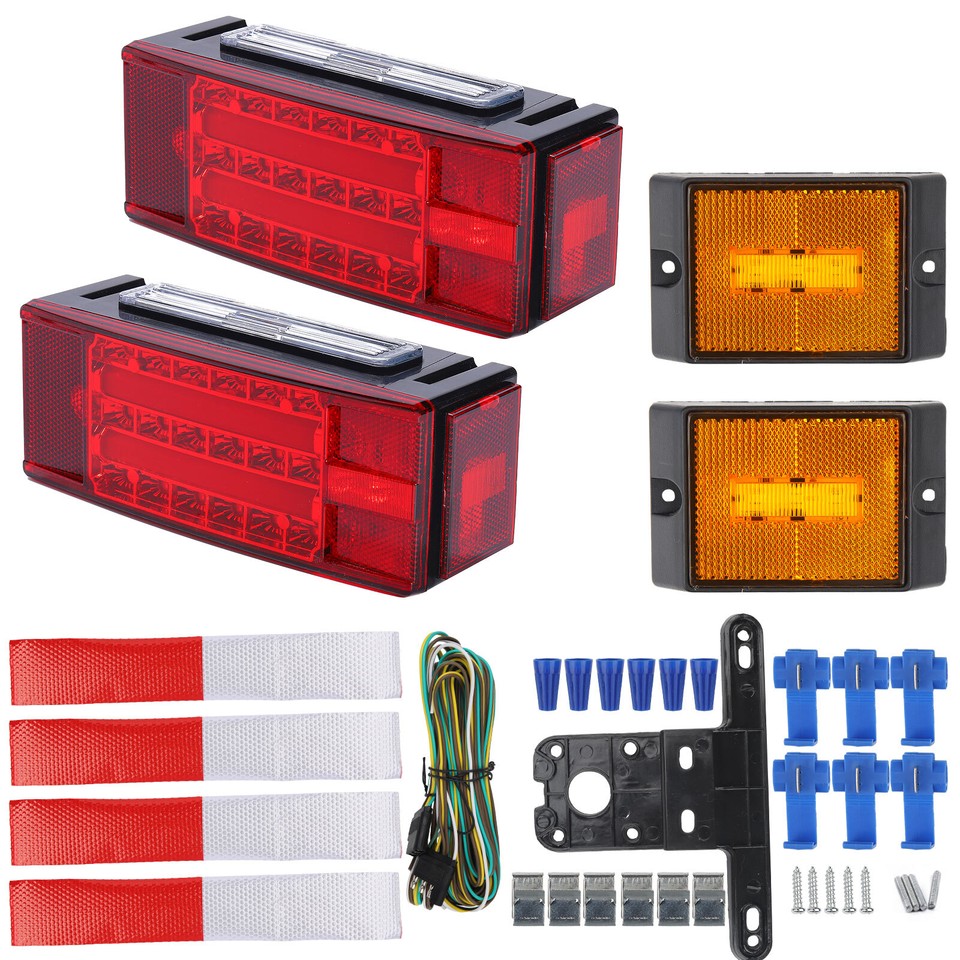 Submersible LED Boat Trailer Lights Rectangle Brake Stop Turn Tail ...